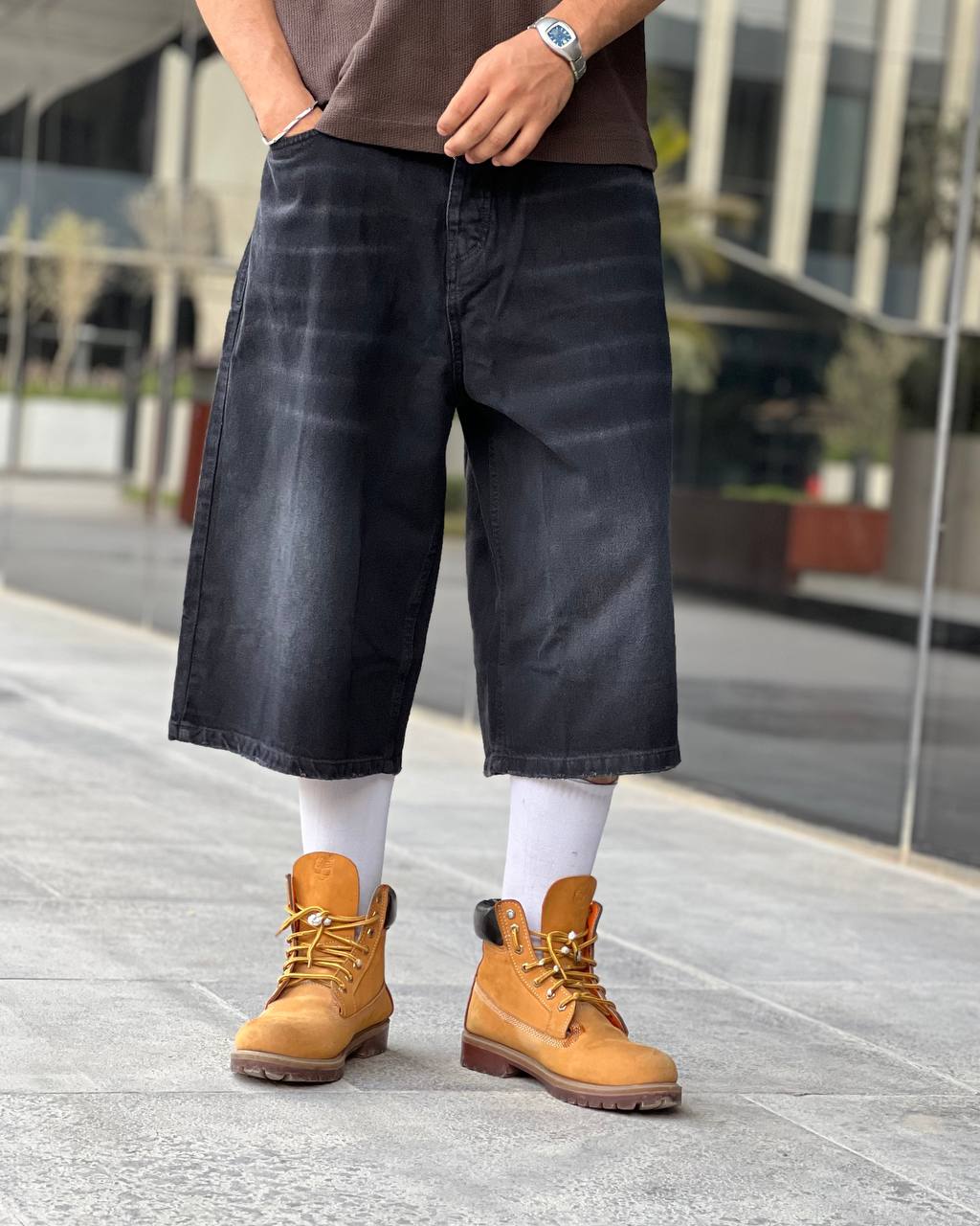 faded black jorts