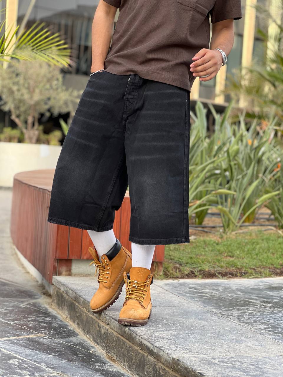 faded black jorts