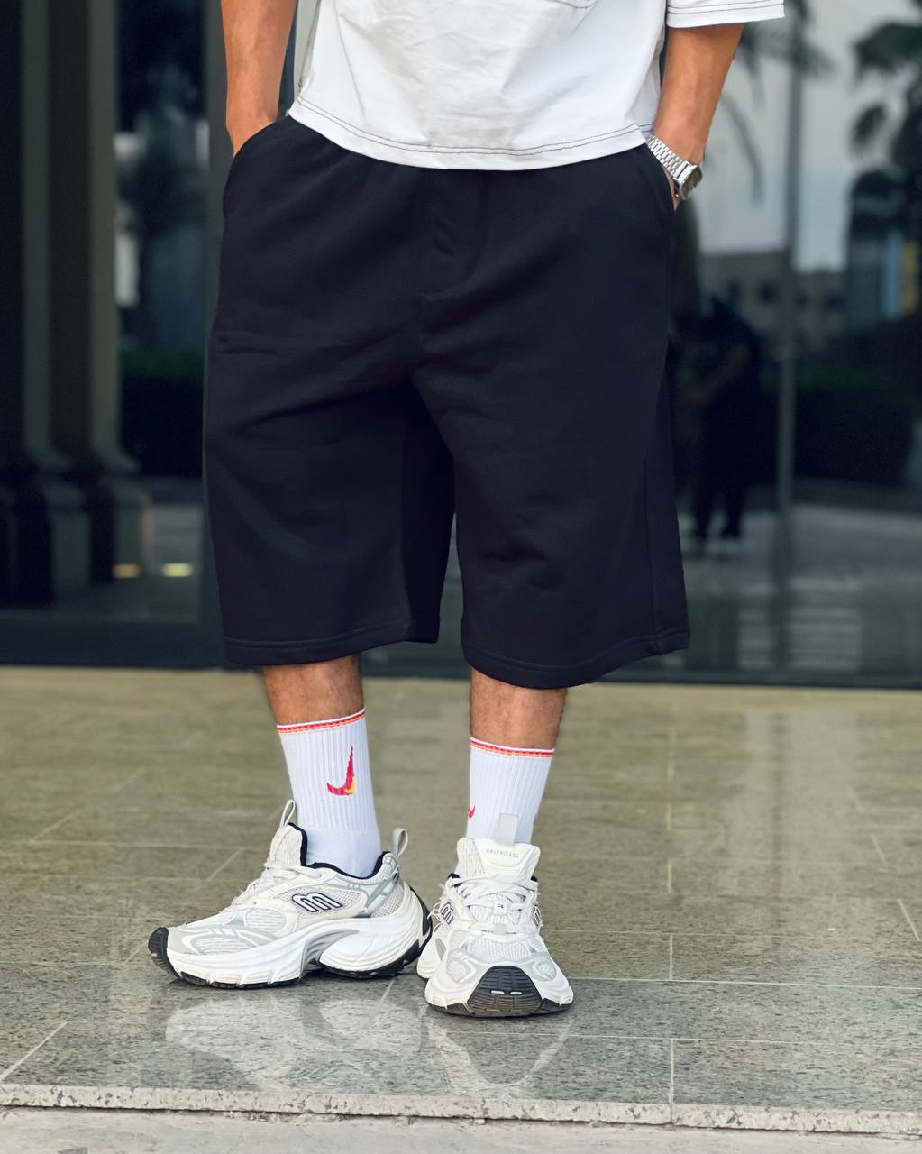 black edge shorts