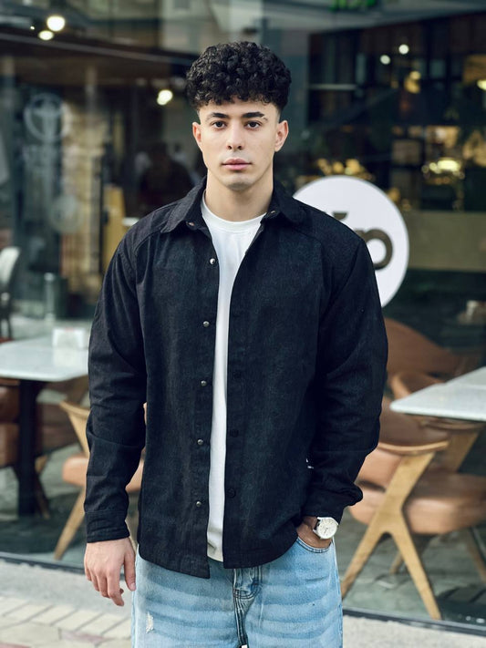 black oversized shirt
