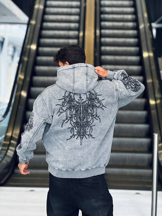 Washed Grey Oversized Hoodie
