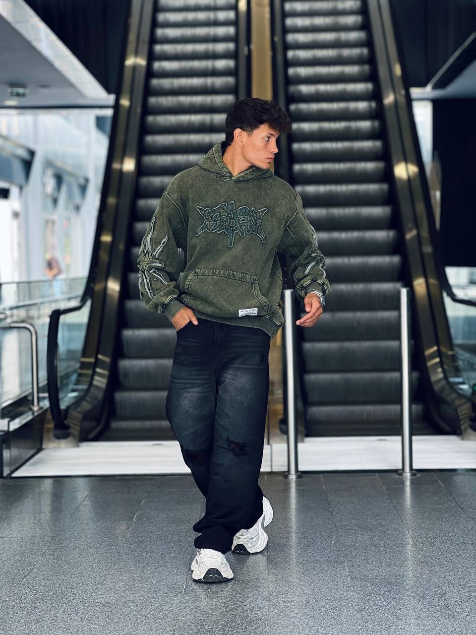 Washed Olive Oversized Hoodie