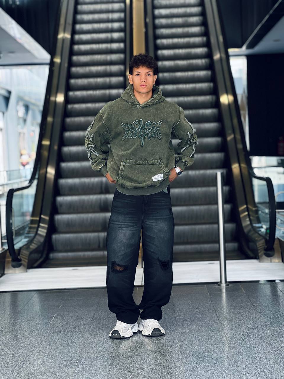 Washed Olive Oversized Hoodie