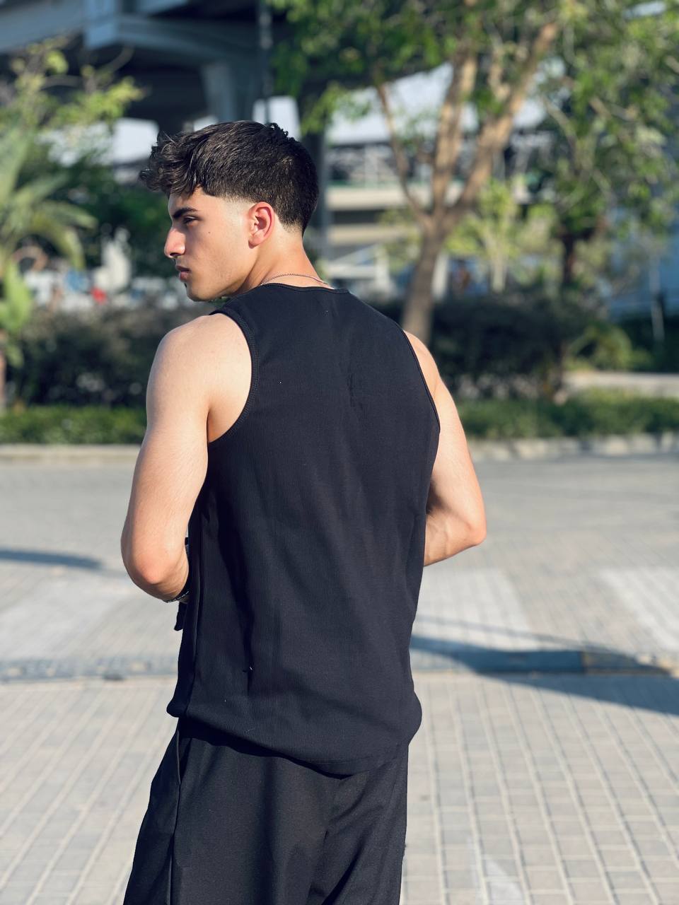 black tank top