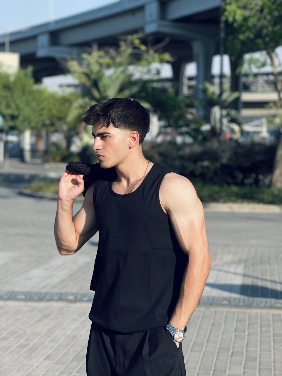 black tank top