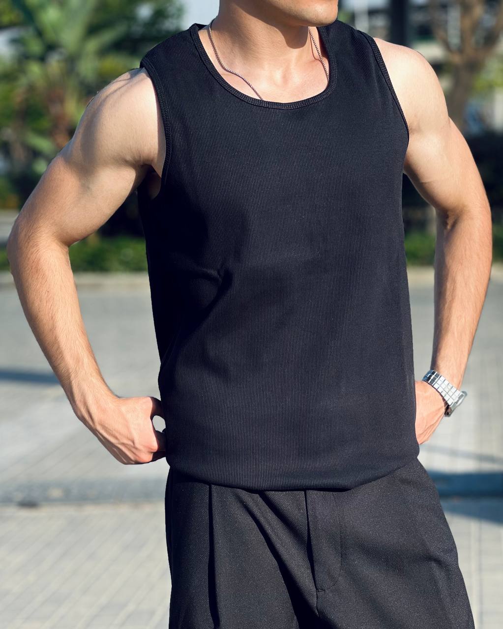 black tank top