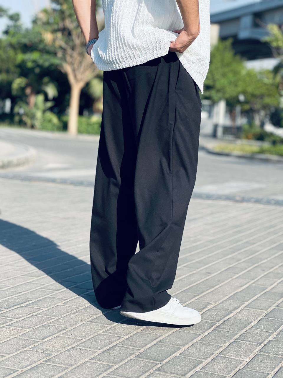 black Classic Wide-Leg Pants