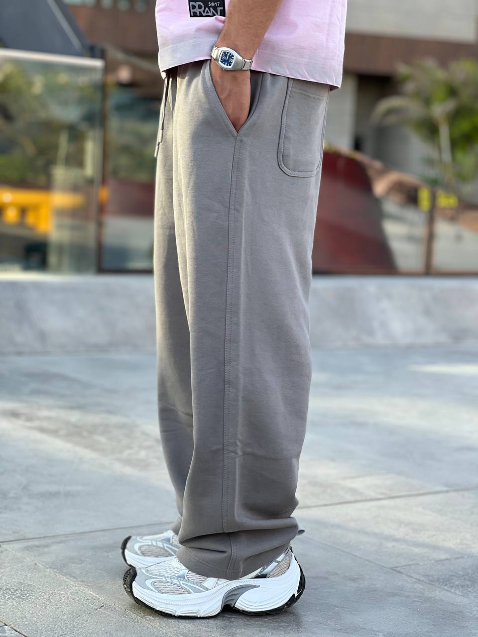 warm gray basic sweatpants