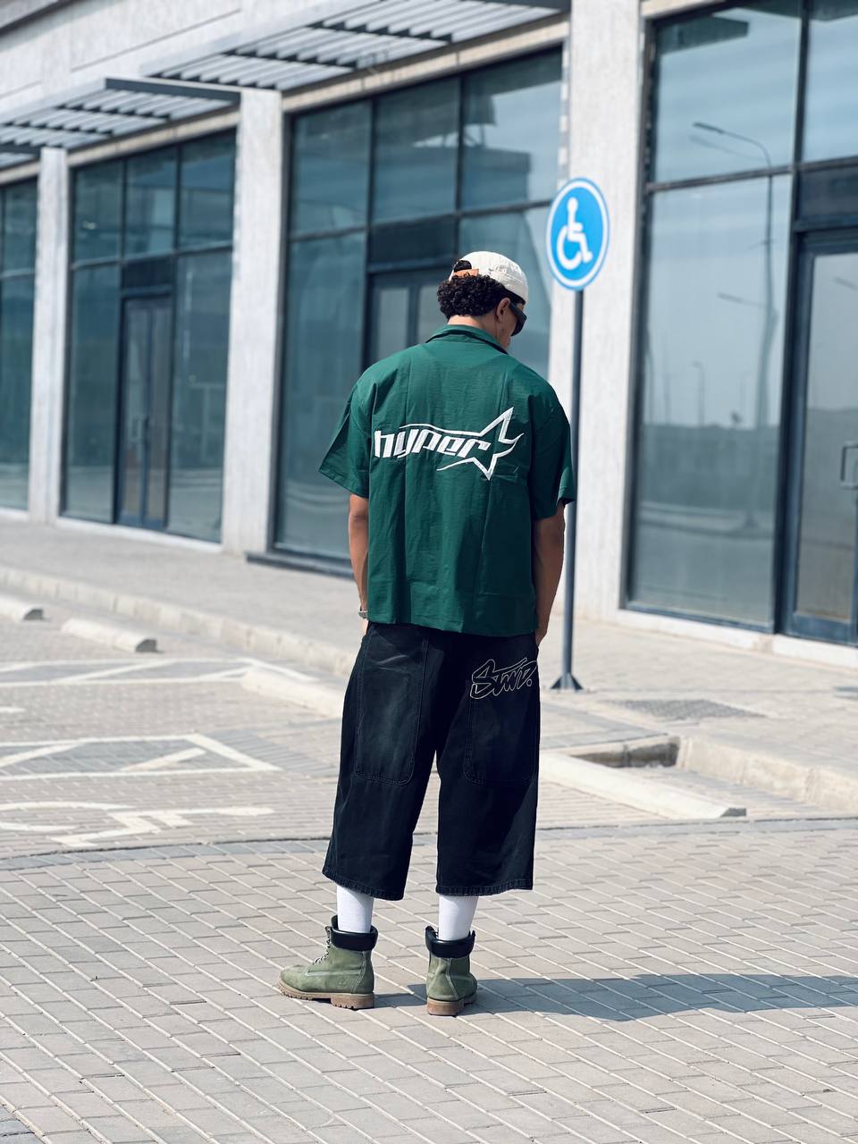 green boxy shirt