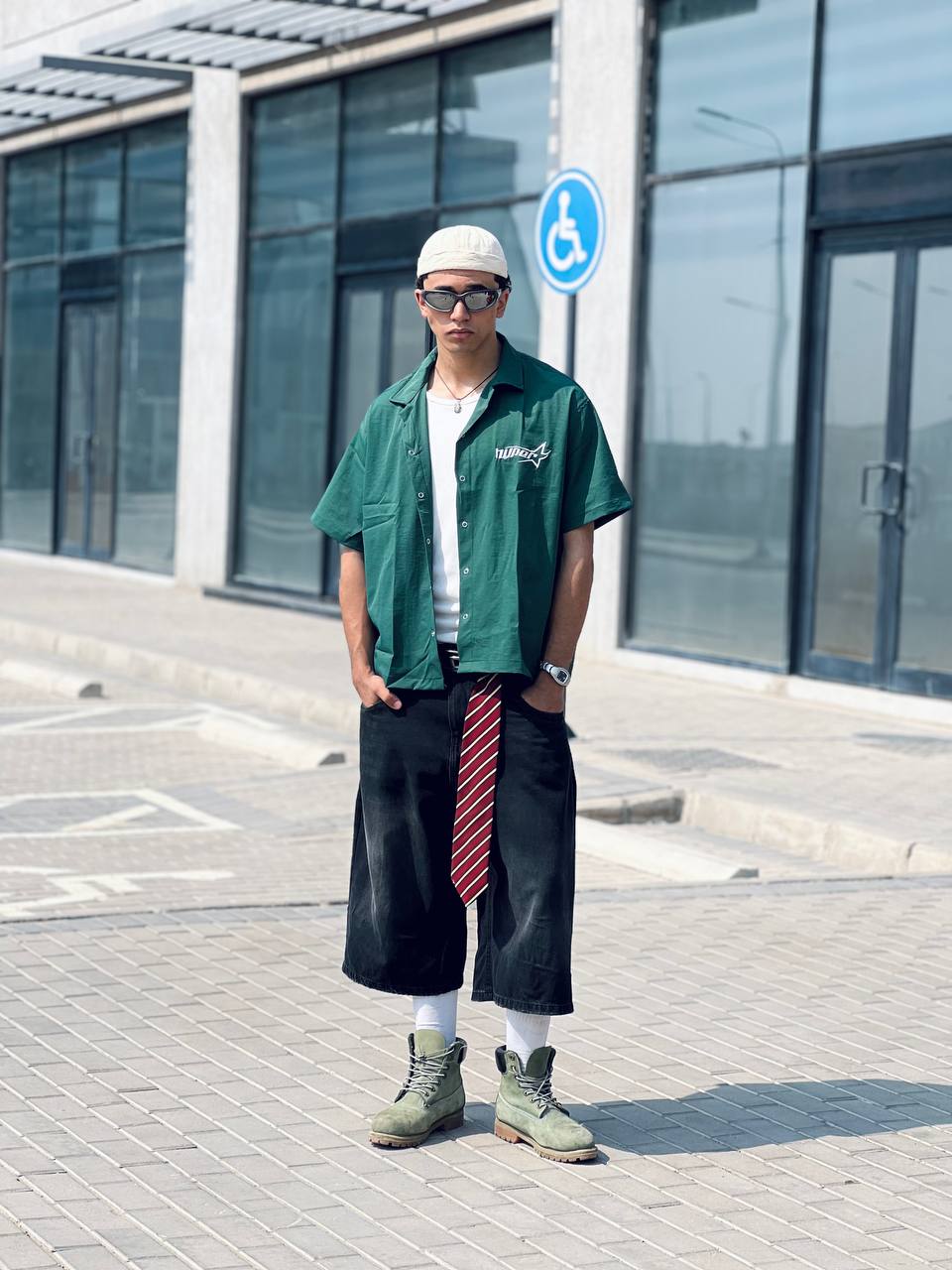 green boxy shirt