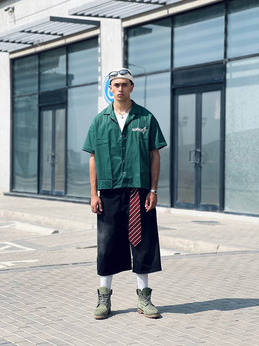 green boxy shirt