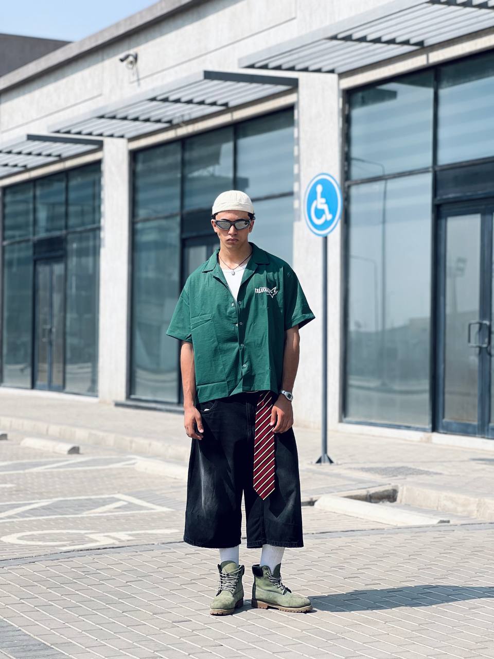 green boxy shirt