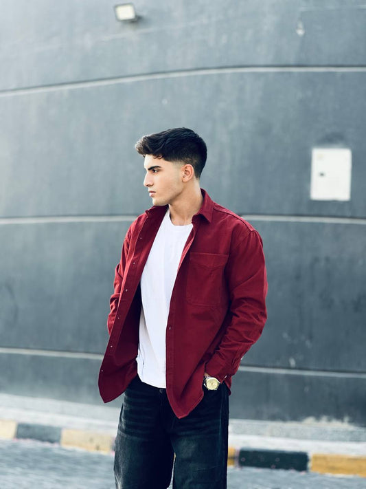 Burgundy Gabardine Shirt