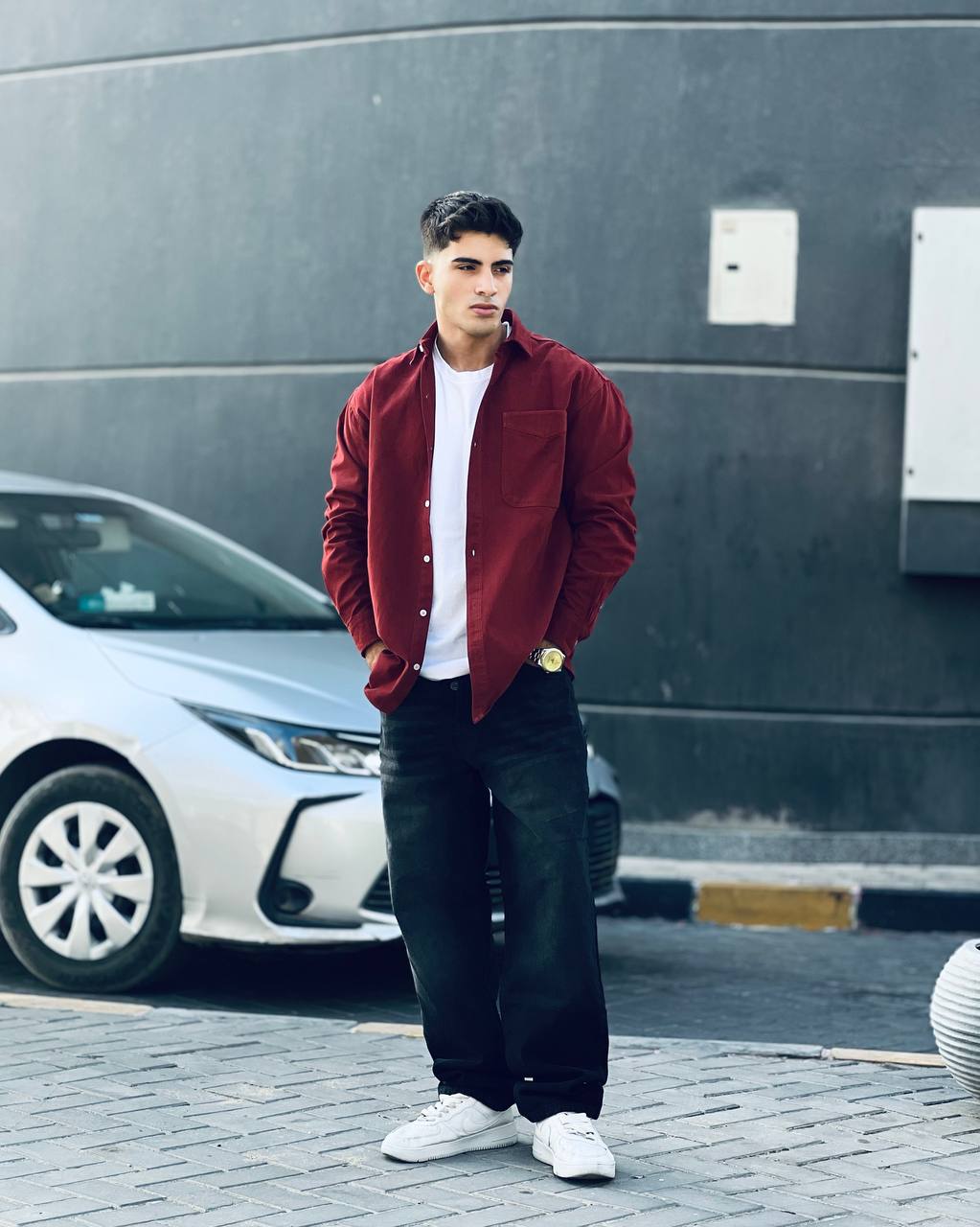 Burgundy Gabardine Shirt