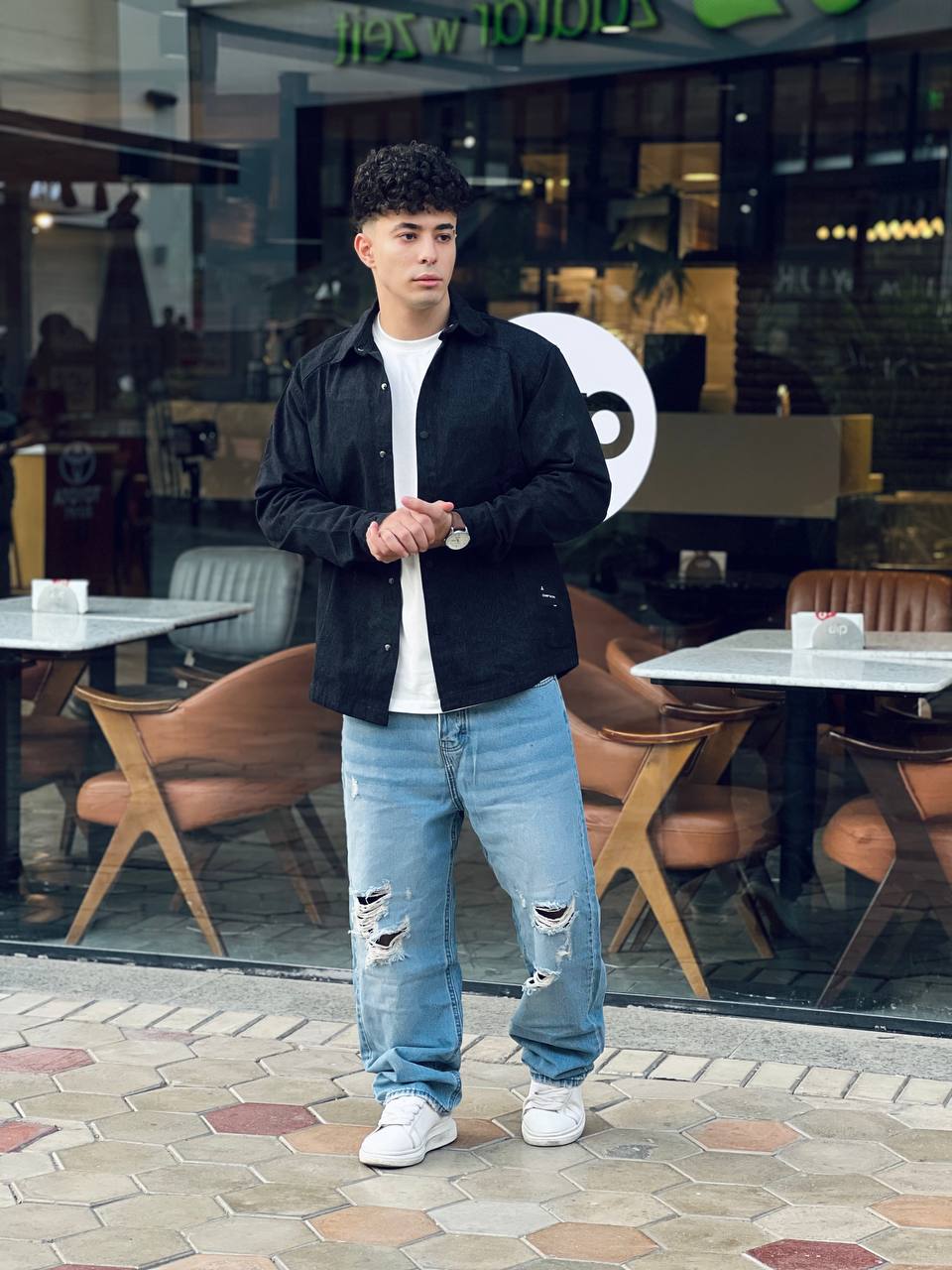 black oversized shirt