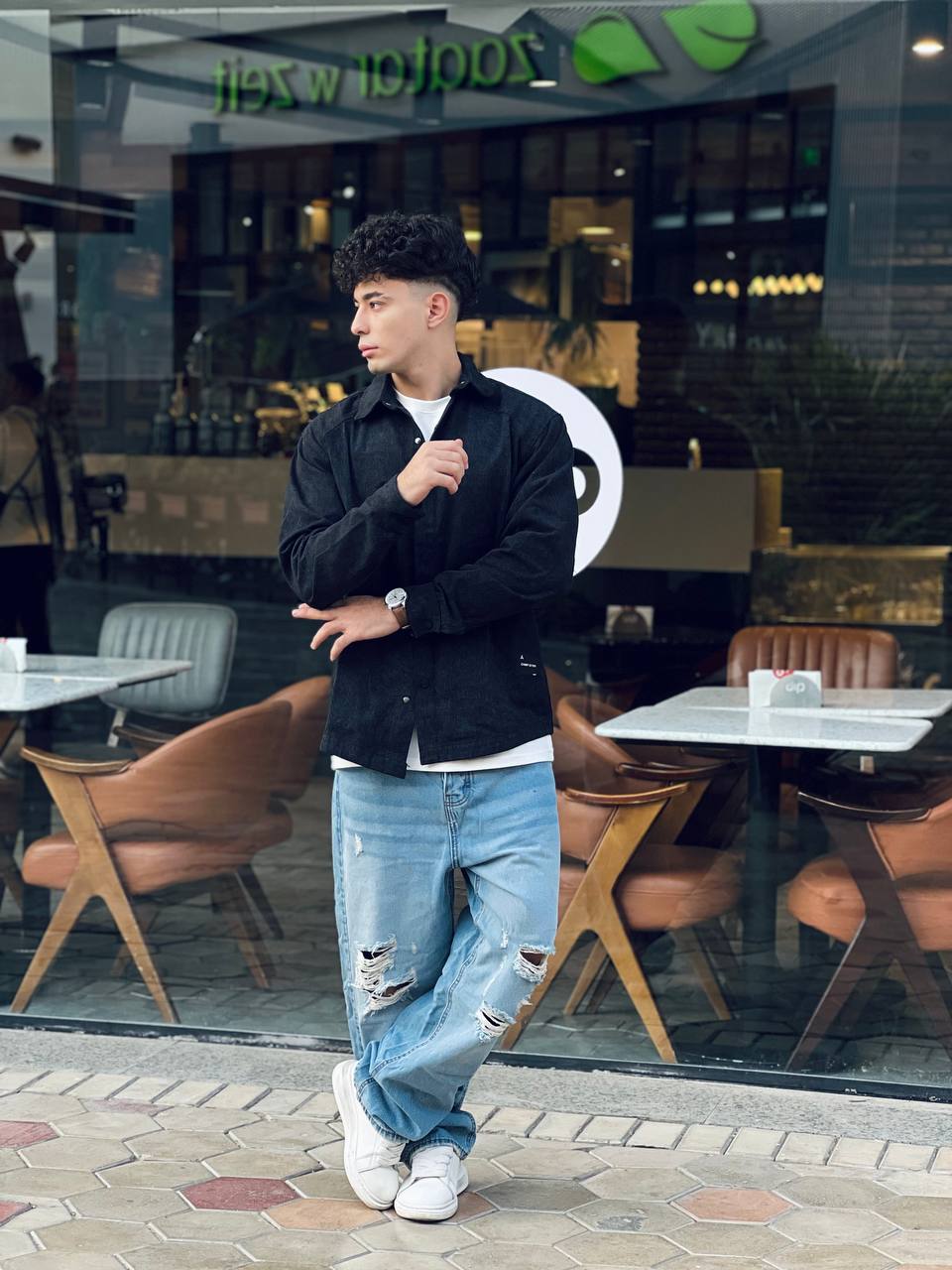 black oversized shirt