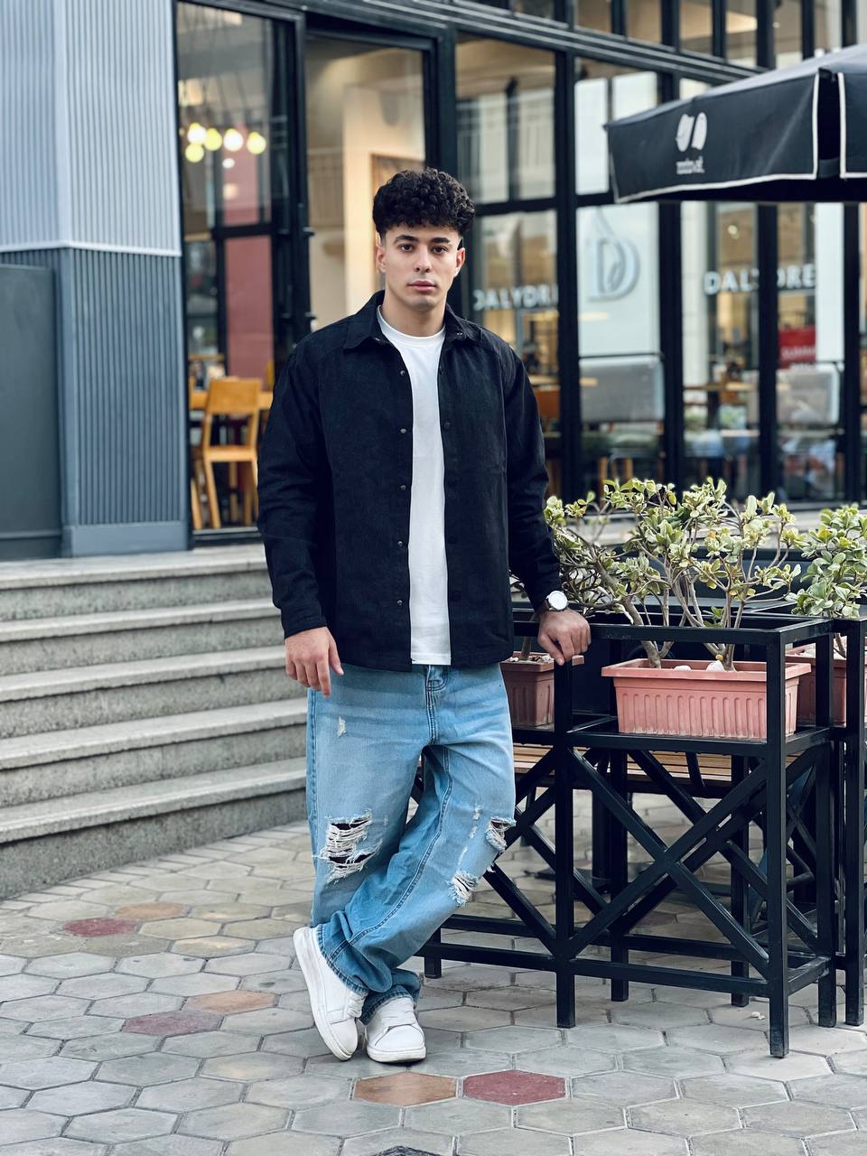 black oversized shirt
