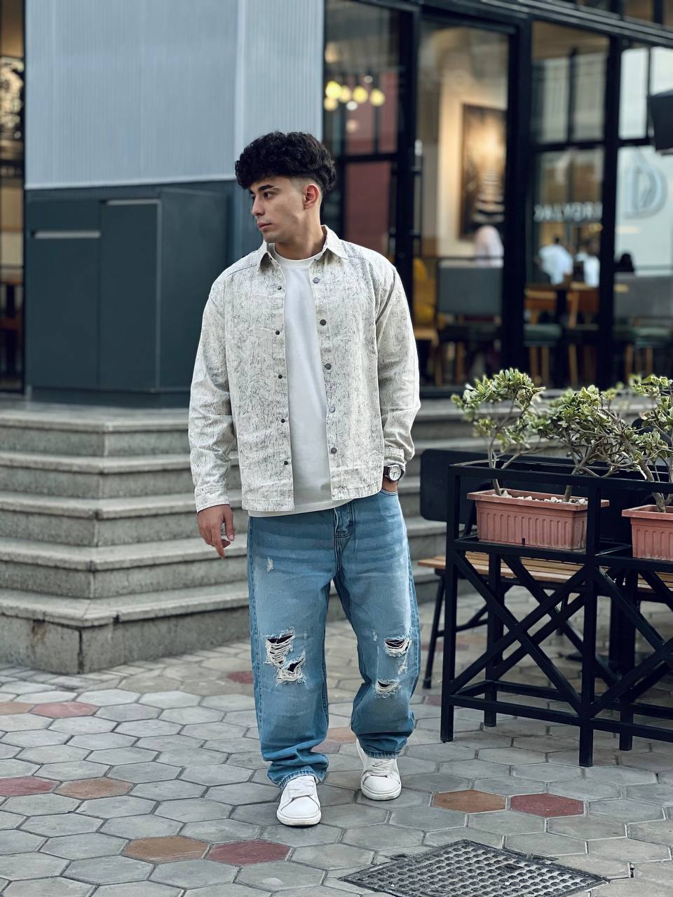 creamy oversized shirt