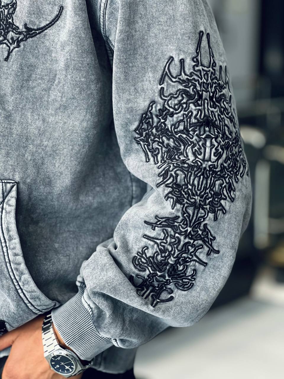 Washed Grey Oversized Hoodie