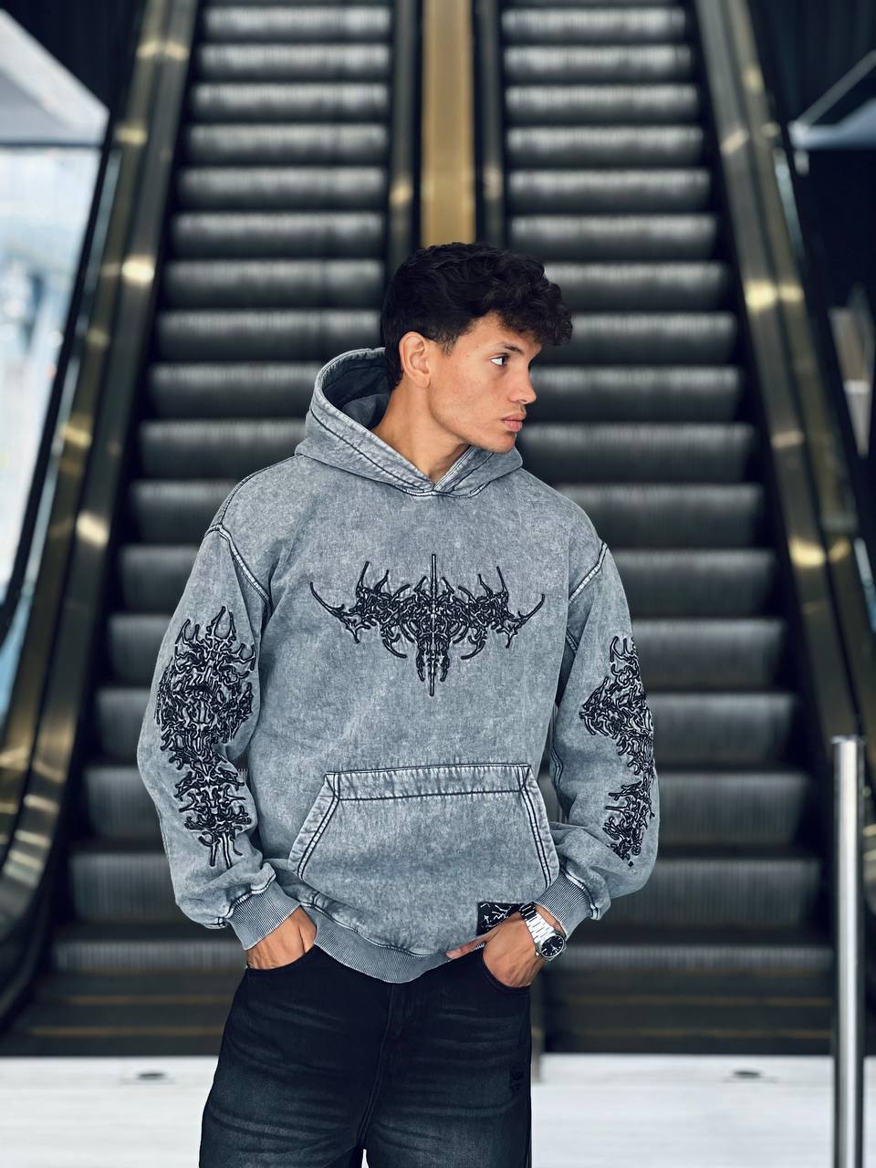 Washed Grey Oversized Hoodie