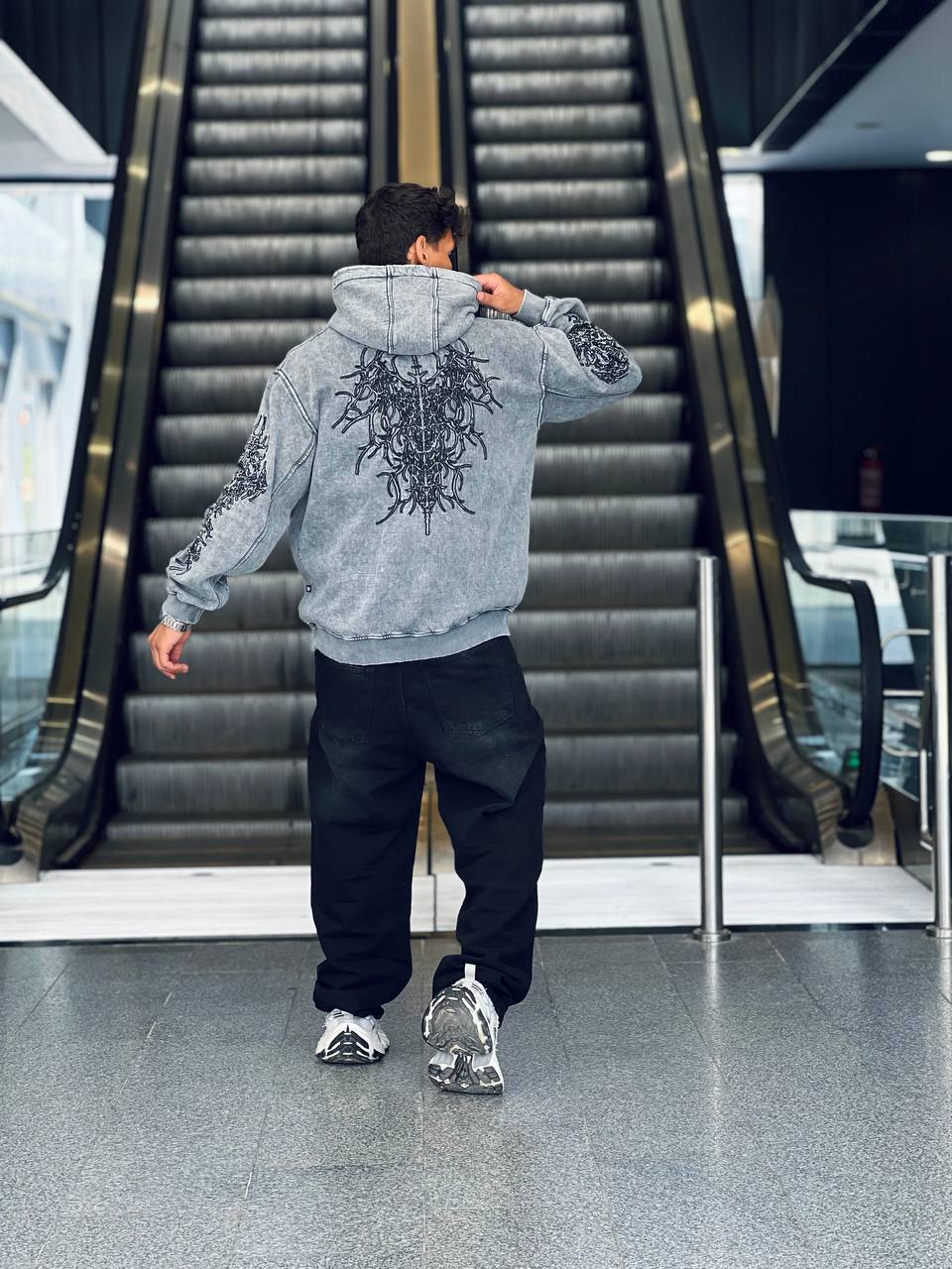 Washed Grey Oversized Hoodie