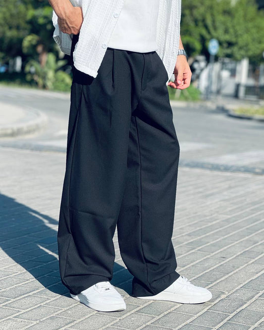 black Classic Wide-Leg Pants